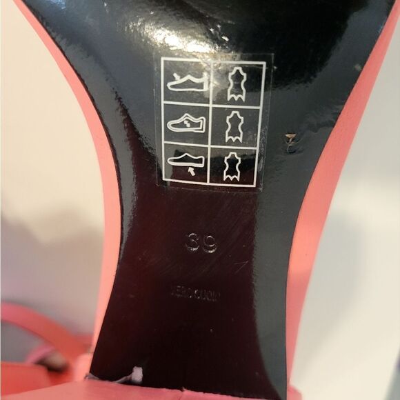 Alexander Wang "Abby" Flou Coral Leather Notch Cut Out Heel Sandals Sz 9/39 $675 - Picture 9 of 9